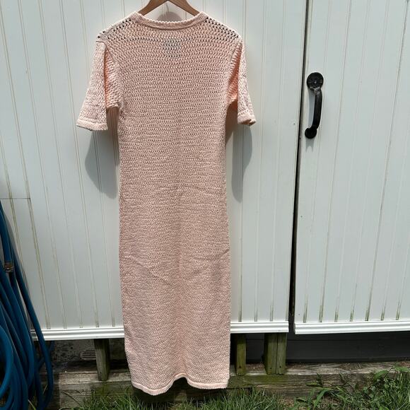 Lauren Manoogian Crocheted Cotton-Blend Midi Dress Petal Peach Pink Size 1 Small - Picture 8 of 16